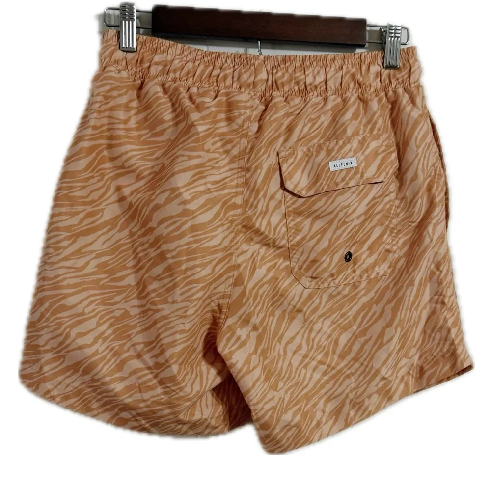 Stylish Tan Zebra‎ Pattern Swim Trunks for Men